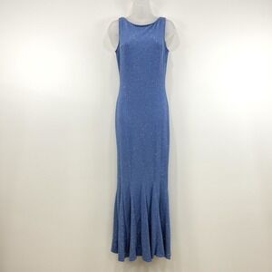 Jessica McClintock Dress Womens 6 Blue VTG Sparkle Metallic Glam Prom Hoco Event